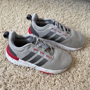 9T Adidas Gray and Red Mesh Sneakers